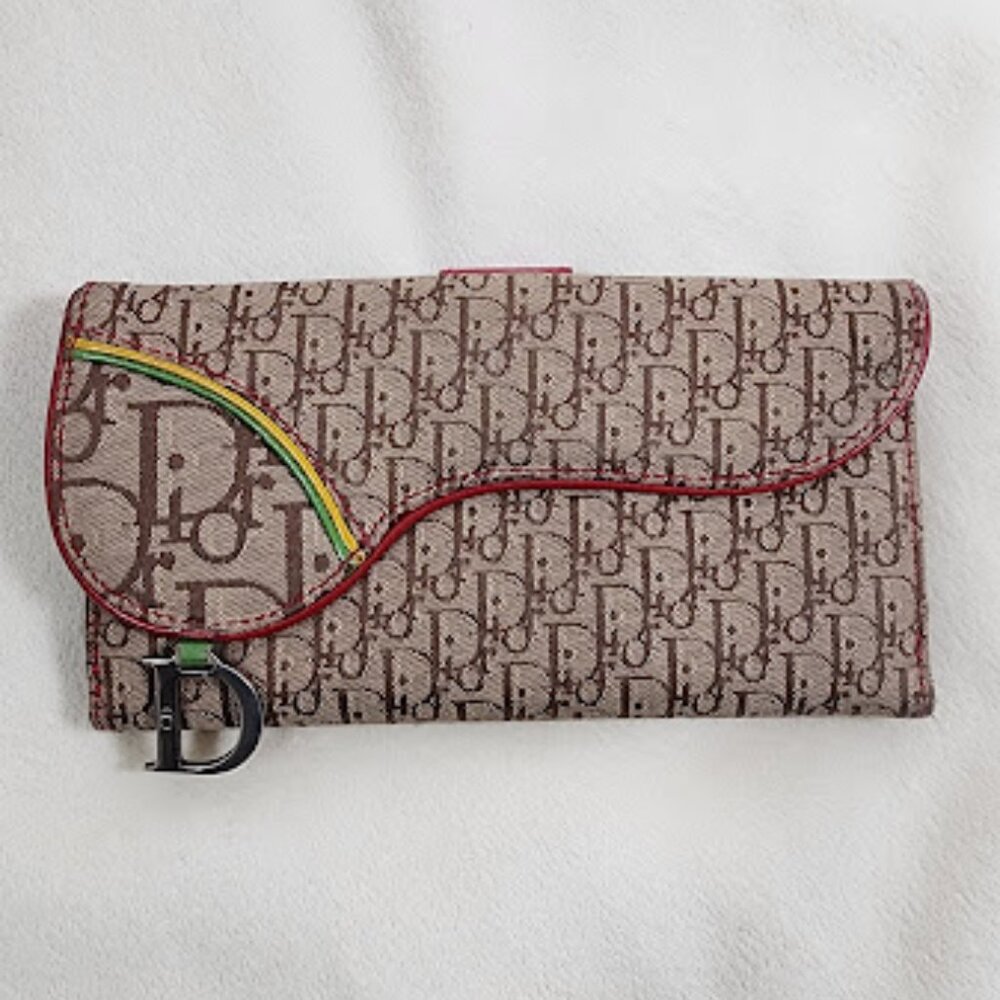 Christian Dior Trotter Canvas Rasta Saddle Wallet. Unique!